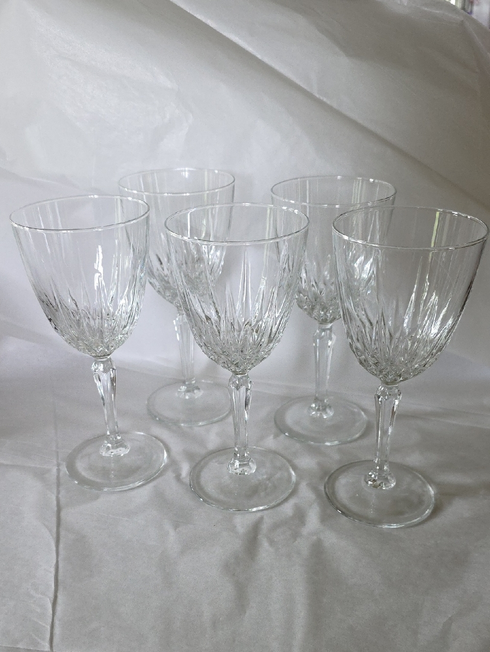 1960's Luminarc Diamont Wine Glasses Set Of 5 EUC